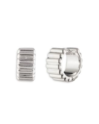 RIBBED HUGGIE EARRINGS - SLVR main image 1