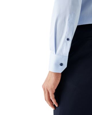 Contemporary Fit Twill Shirt with Contrast Buttons