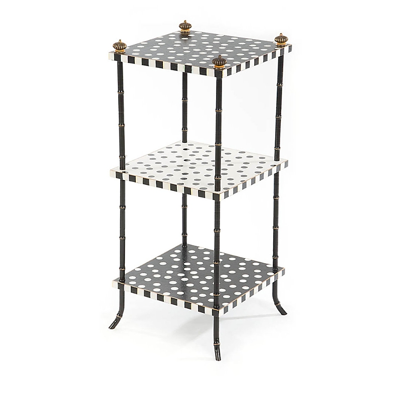 Mackenzie-childs Dot Three-tier Table In Black/white
