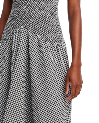 Proenza Schouler White Label Gingham Seersucker Smocked Midi Dress