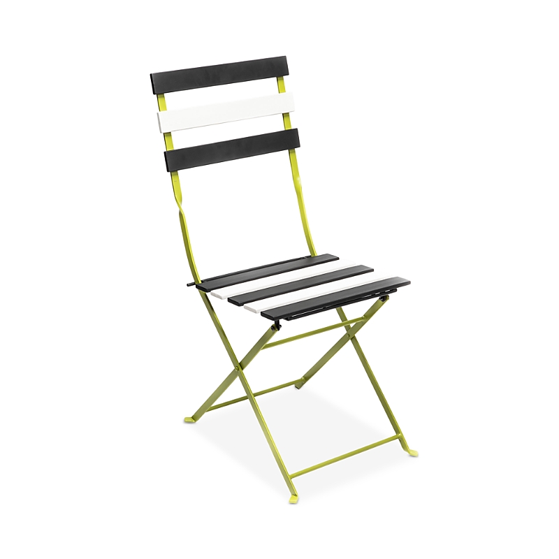 Mackenzie-childs Outdoor Black & White Metal Bistro Side Chair In Black/white