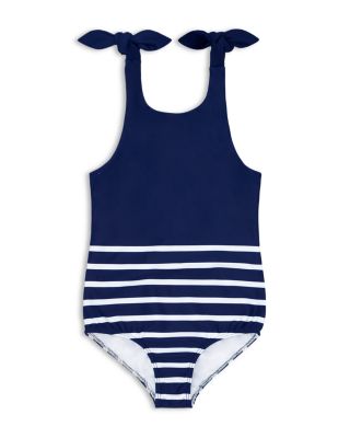 Minnow - Girls' Breton Striped Tie Knot One Piece Swimsuit - Baby, Little Kid, Big Kid