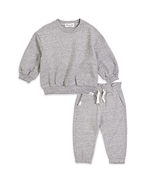 Shop Miles The Label Girls' Long Sleeved Sweatshirt & Pants Set - Baby In Light Heather Gray