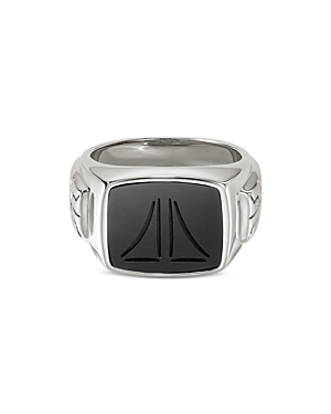 Shop John Hardy Sterling Silver Onyx Signet Ring In Black/silver