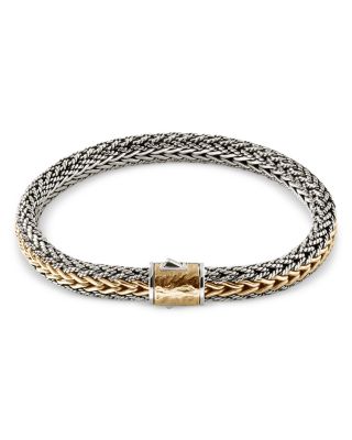 JOHN HARDY - 18K Yellow Gold & Sterling Silver Classic Chain Reversible Woven Link Bracelet