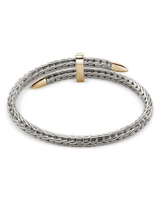 14K Yellow Gold & Sterling Silver Diamond Spear Flex Cuff