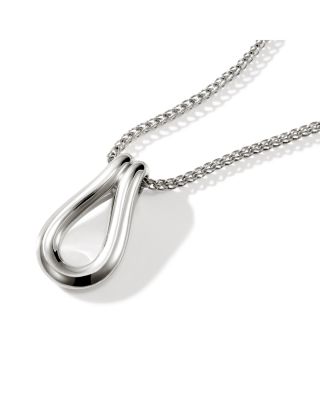 Sterling Silver Surf Pendant Necklace, 24"
