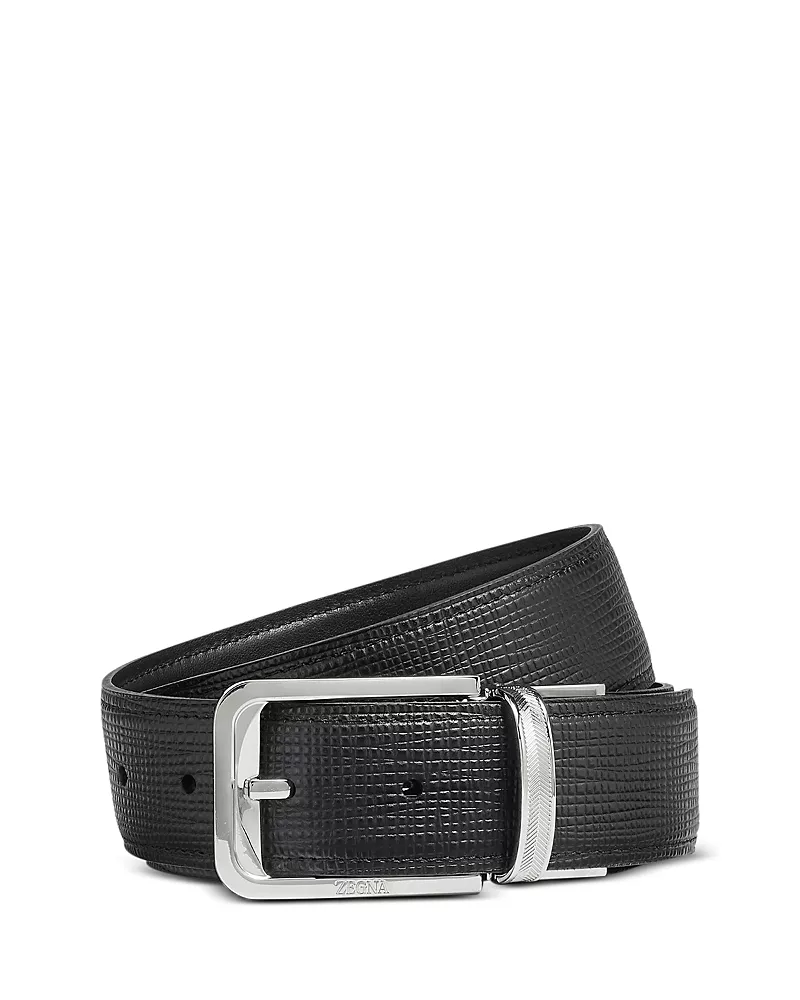 Zegna Reversible Engraved Leather Belt