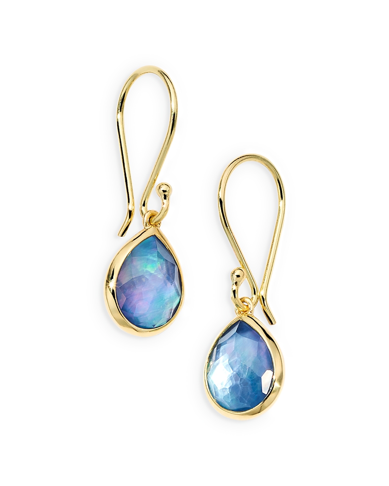 Ippolita 18k Gold Rock Candy Teardrop Earrings In Rock Quartz Mop And Lapis Triplet In Blue/gold