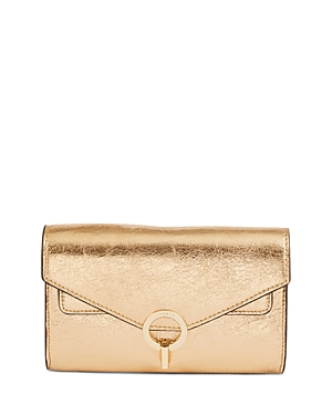 Shop Sandro Yza Metallic Leather Shoulder Bag In Gold