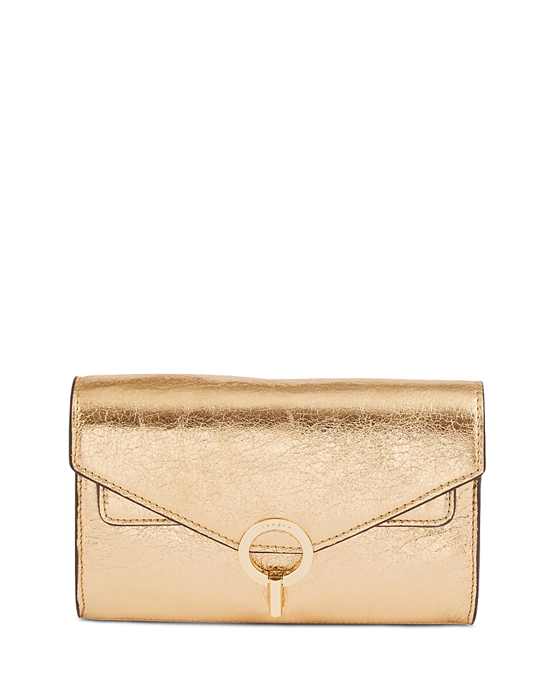 Sandro Metallic-finish Clutch Bag In Gold