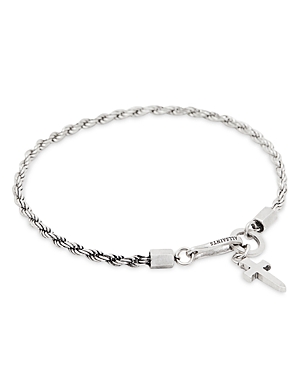Allsaints Rope Chain Cross Motif Bracelet In Sterling Silver