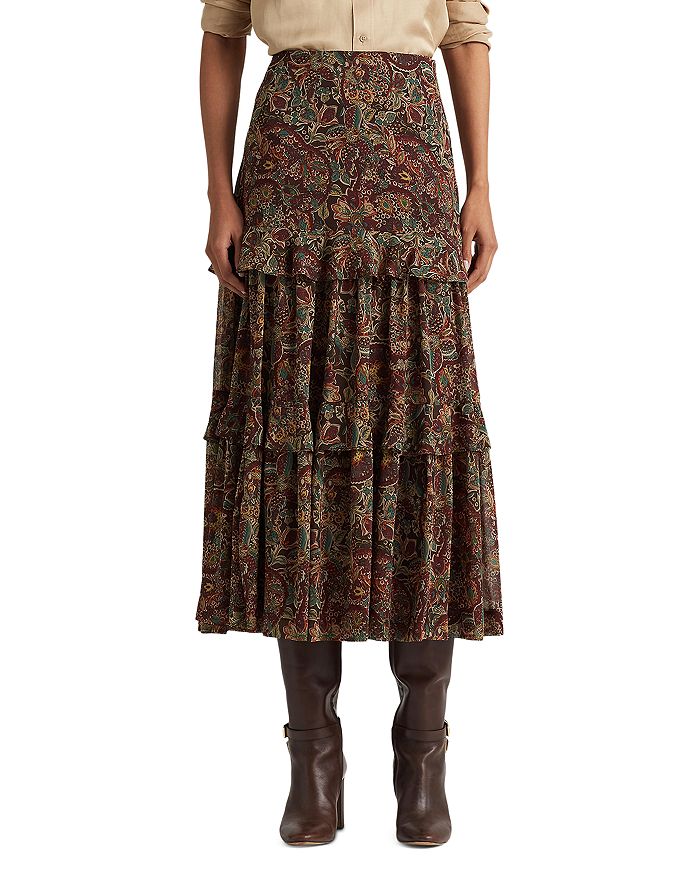 Ralph Lauren Printed Crinkle Georgette Tiered Skirt | Bloomingdale's