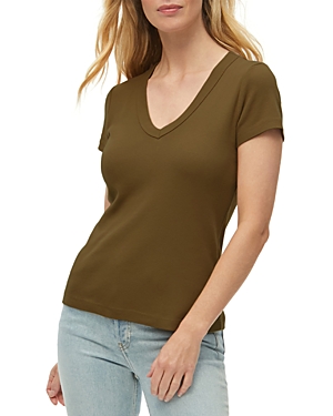 Michael Stars Nikki V Neck Cotton Tee In Dolma