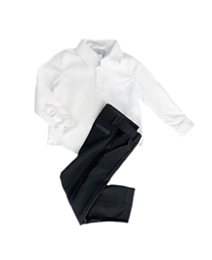 Petite Maison Boys' White Button Shirt And Black Tuxedo Pants Set - Baby, Little Kid, Big Kid In Black/white