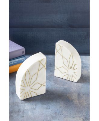  Enchant White Marble Bookends, Set of 2