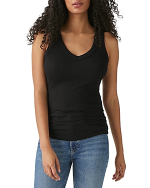 Michael Stars Maya Cotton V-neck Tank In Black