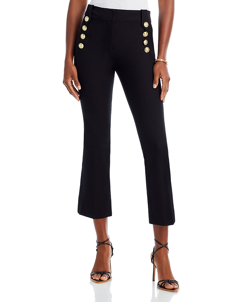 Derek Lam 10 Crosby Robertson Cropped Flare Trousers With Sailor Buttons In Black