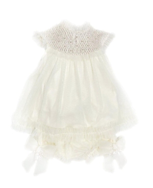 Petite Maison Girls' Bella Buttermilk Blouse And Bloomers Set With Faux Pearl Beading - Baby, Little Kid