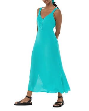 Whistles Andie Button Front Dress In Turquoise