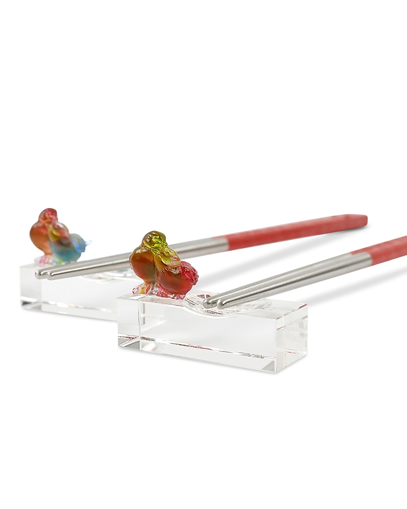 Liuli Murmurings Of Secrets Love Bird Chopstick Rests, Set Of 2 In Clear