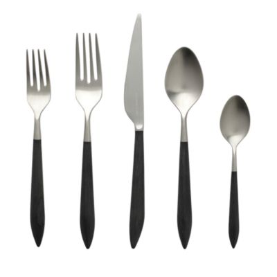 Ares Argento & Black Five-Piece Place Setting – Set of 4