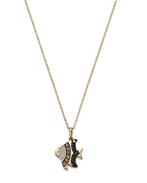 Bloomingdale's Diamond Multicolor Fish Pendant Necklace In 14k Yellow Gold, 0.38 Ct. T.w. In Multi/gold