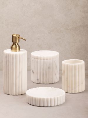 Roksana White Marble Bath Accessories, Set of 4