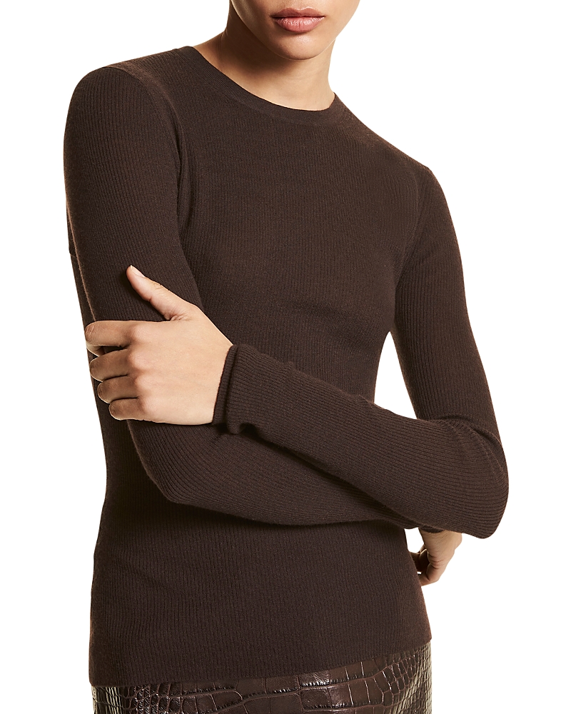 Michael Kors Cashmere Hutton Rib Top In Brown