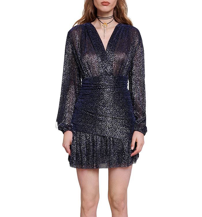 Maje Crossover Shimmer Mini Dress | Bloomingdale's
