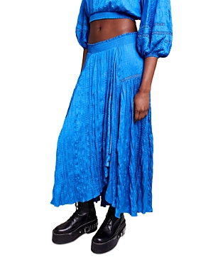 Shop Maje Japra Asymmetric Maxi Skirt In Blue