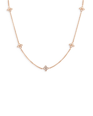 Roberto Coin 18K Rose Gold Verona Love by the Inch Diamond Flower Station Collar Necklace, 17