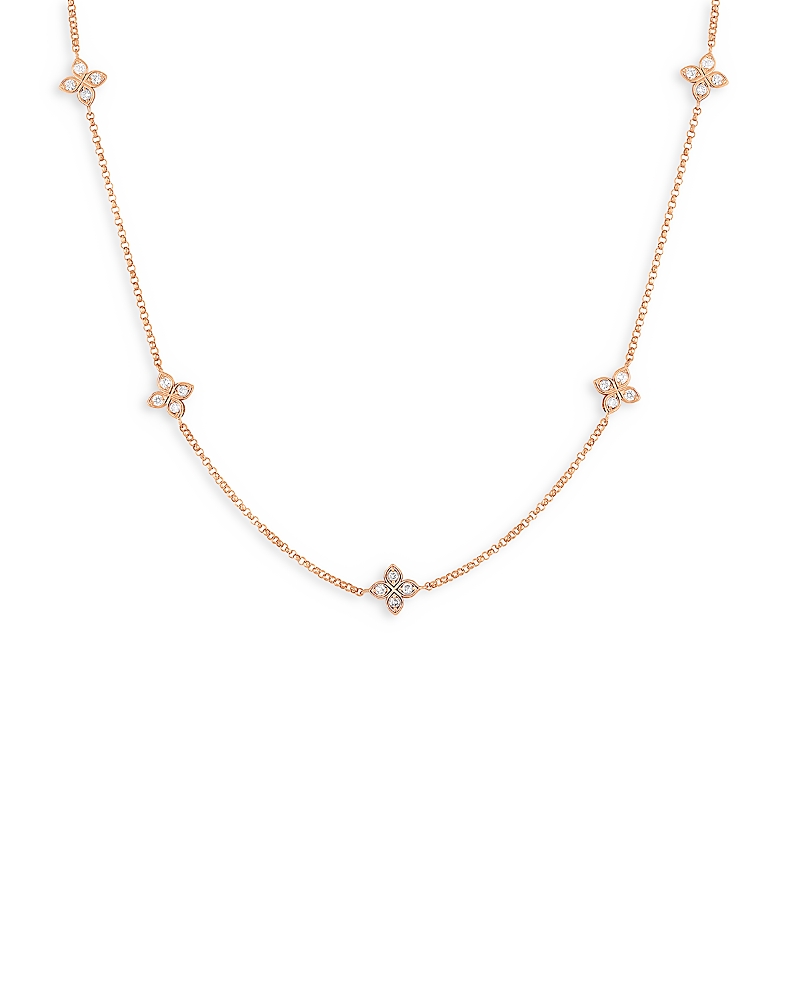 Roberto Coin 18k Rose Gold Verona Love By The Inch Diamond Flower Station Collar Necklace, 17 In Rose Gold