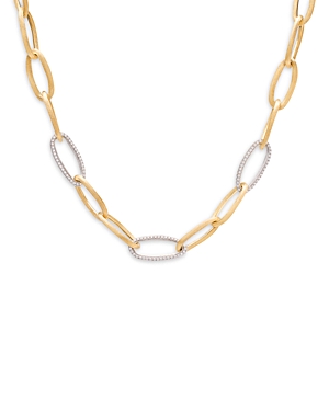 Shop Marco Bicego 18k Yellow & White Gold Jaipur Diamond Link Alta Necklace, 18