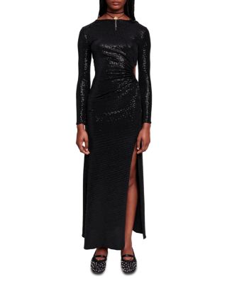 Maje - Long Sleeve Sequined Gown