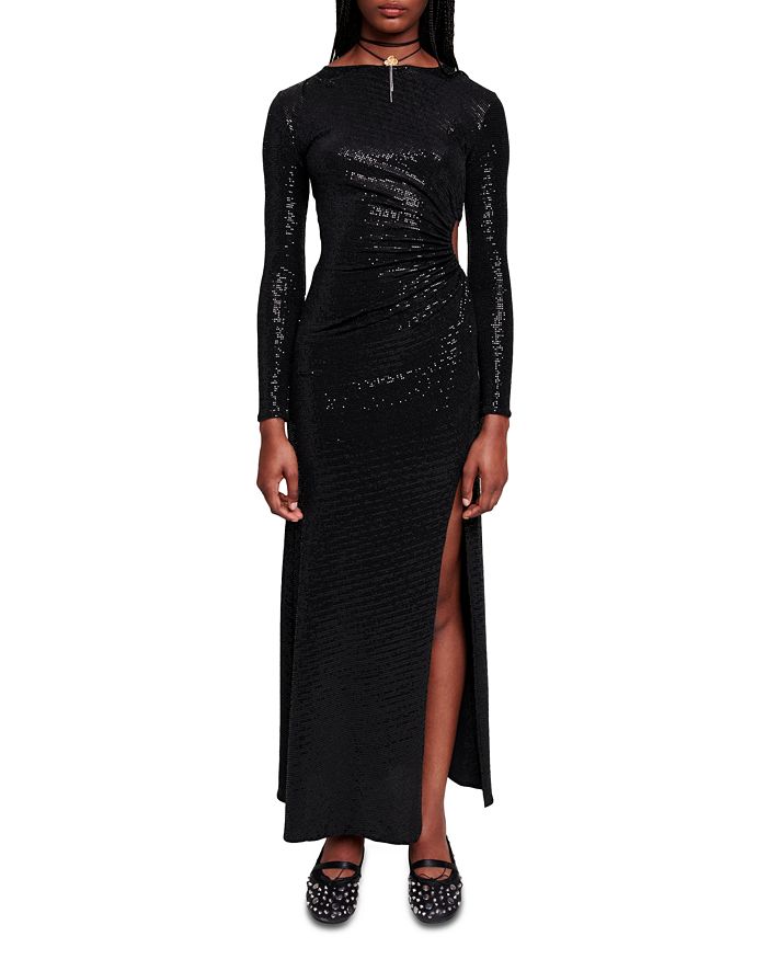 Maje Long Sleeve Sequined Gown | Bloomingdale's