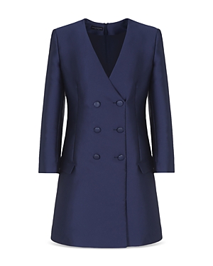 Shop Armani Collezioni Long Sleeve Blazer Dress In Blue
