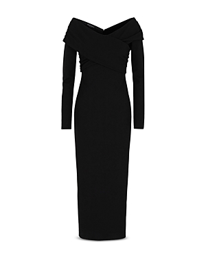Armani Collezioni Emporio Armani Off-the-shoulder Dress In Solid Black