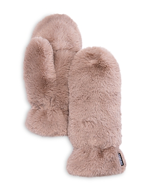 Apparis Coco Faux Fur Mittens In Taupe