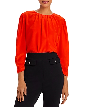 Hugo Boss Bagana Silk Blouse In Orange