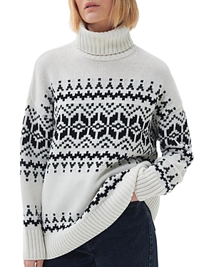 Shop Barbour Patrisse Turtleneck Knit Sweater In Antique White