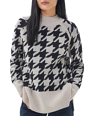 Shop Barbour Wool Blend Tarana Houndstooth Jacquard Sweater In Multi