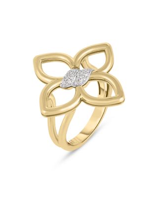 Roberto Coin 18K White & Yellow Gold Cialoma Diamond Openwork Flower Ring