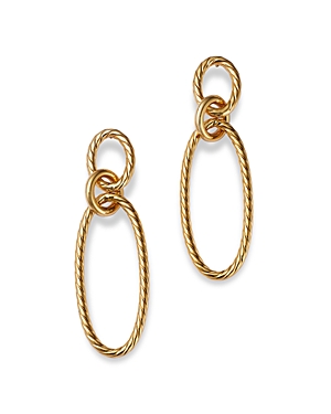 14K Yellow Gold Textured Oval Drop Earrings