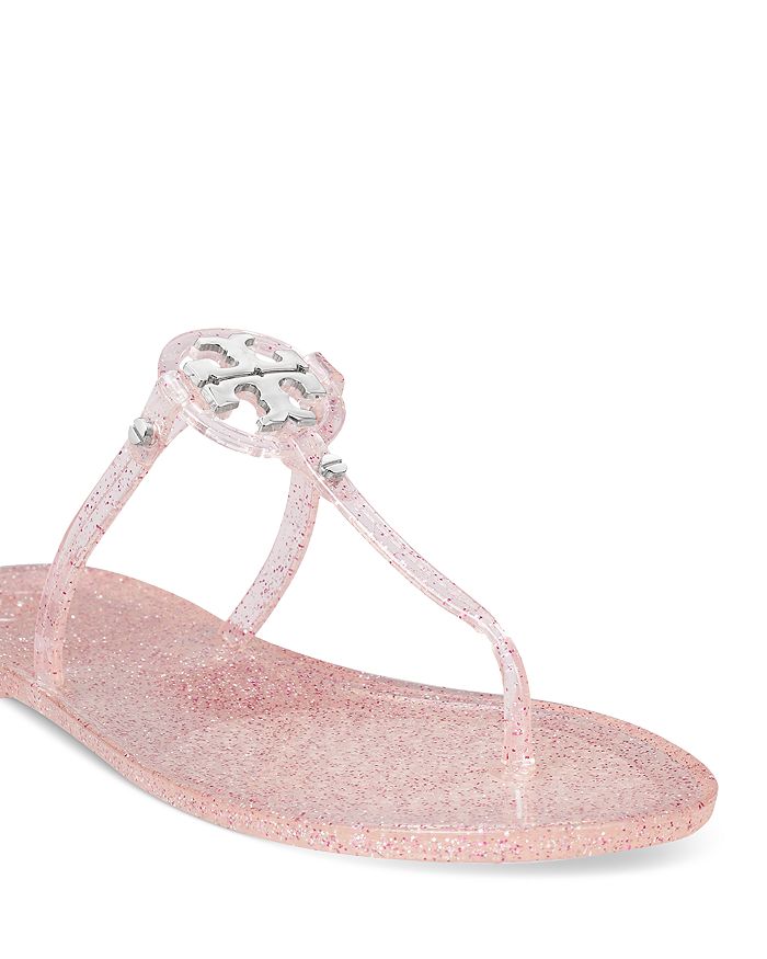 Shop Tory Burch Mini Miller Jelly Flat Thong Sandals In Pink Love/silver