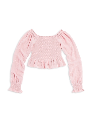 Aqua Girls' Smocked Blouse, Big Kid - 100% Exclusive In Pink