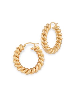 Bloomingdale's Fine Collection - Medium Spiral Twist Hoop Earrings in 14K Yellow Gold