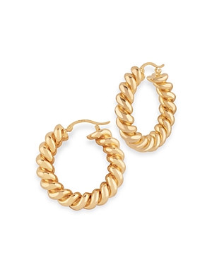 Bloomingdale's Medium Spiral Twist Hoop Earrings in 14K Yellow Gold