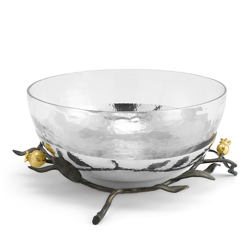 Michael Aram Pomegranate Glass Serving Bowl In Silver