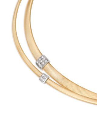 18K Yellow Gold Masai Two Strand Diamond Necklace, 17"